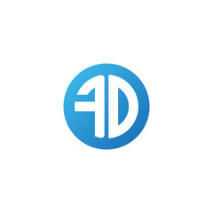 Obraz premium Initial letter FD, rounded letter circle logo, modern gradient blue color 