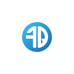 Initial letter FQ, rounded letter circle logo, modern gradient blue color	
 

