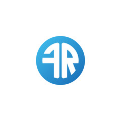 Initial letter FR, rounded letter circle logo, modern gradient blue color	
 
