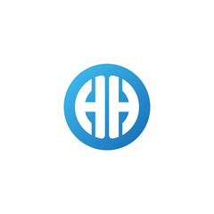 Initial letter HH, rounded letter circle logo, modern gradient blue color	
 
