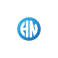Initial letter HN, rounded letter circle logo, modern gradient blue color	
 
