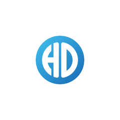 Initial letter HO, rounded letter circle logo, modern gradient blue color	
 
