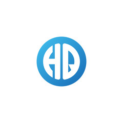 Fototapeta premium Initial letter HQ, rounded letter circle logo, modern gradient blue color 