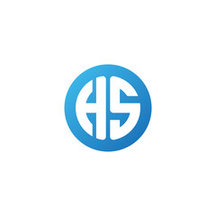 Initial letter HS, rounded letter circle logo, modern gradient blue color	
 
