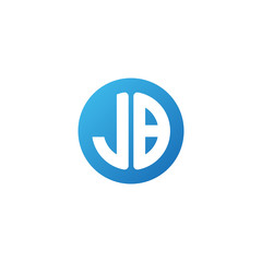 Initial letter JB, rounded letter circle logo, modern gradient blue color	
 
