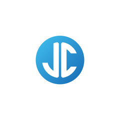 Initial letter JC, rounded letter circle logo, modern gradient blue color	
 
