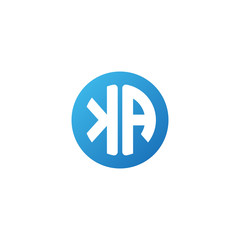 Initial letter KA, rounded letter circle logo, modern gradient blue color	