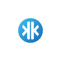 Fototapeta premium Initial letter KK mirror, rounded letter circle logo, modern gradient blue color 