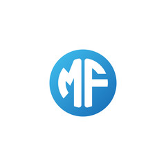 Initial letter MF, rounded letter circle logo, modern gradient blue color	