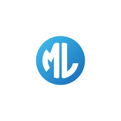 Fototapeta na wymiar Initial letter ML, rounded letter circle logo, modern gradient blue color 