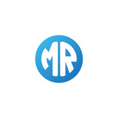 Initial letter MR, rounded letter circle logo, modern gradient blue color	