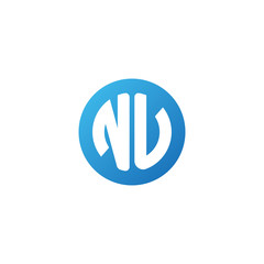 Initial letter NU, rounded letter circle logo, modern gradient blue color	
 
