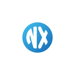 Fototapeta na wymiar Initial letter NX, rounded letter circle logo, modern gradient blue color 