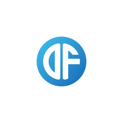 Fototapeta premium Initial letter OF, rounded letter circle logo, modern gradient blue color 