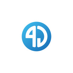 Initial letter PJ, rounded letter circle logo, modern gradient blue color	
 
