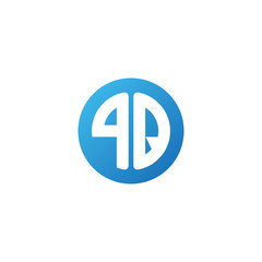 Initial letter PQ, rounded letter circle logo, modern gradient blue color	
 
