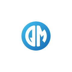Initial letter QM, rounded letter circle logo, modern gradient blue color       © ariefpro