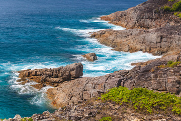 Beautiful seascape in turquoise water and amazing rock  at Tachai island, Thailand.
