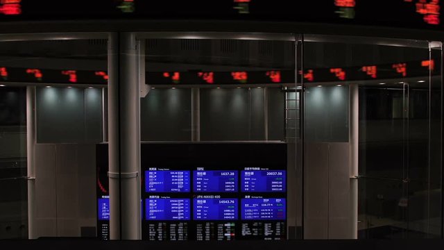 東京証券取引所　回転電光掲示板　※ブラー処理あり