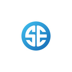 Initial letter SE, rounded letter circle logo, modern gradient blue color	
 
