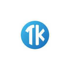 Initial letter TK, rounded letter circle logo, modern gradient blue color	
 
