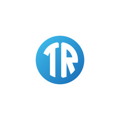 Initial letter TR, rounded letter circle logo, modern gradient blue color	
 
