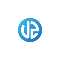 Initial letter UZ, rounded letter circle logo, modern gradient blue color	
 
