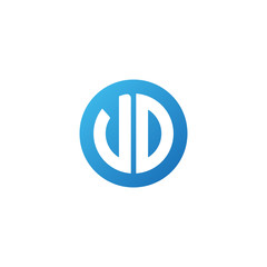 Obraz premium Initial letter VD, rounded letter circle logo, modern gradient blue color 