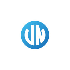 Initial letter VN, rounded letter circle logo, modern gradient blue color	
 
