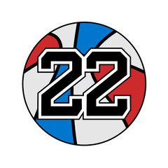 ball of basketball symbol with number 22