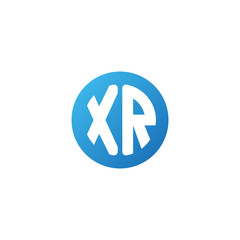 Initial letter XR, rounded letter circle logo, modern gradient blue color	
 
