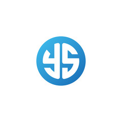 Initial letter YS, rounded letter circle logo, modern gradient blue color	
 
