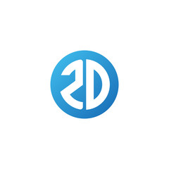 Initial letter ZD, rounded letter circle logo, modern gradient blue color	
 
