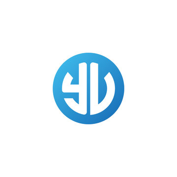 Initial letter YV, rounded letter circle logo, modern gradient blue color	
 
