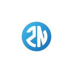Initial letter ZN, rounded letter circle logo, modern gradient blue color	
 

