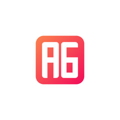 Initial letter AG, rounded letter square logo, modern gradient red color	
 
