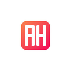 Initial letter AH, rounded letter square logo, modern gradient red color	
 
