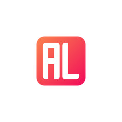 Initial letter AL, rounded letter square logo, modern gradient red color	
 
