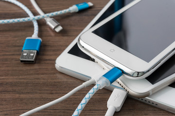 charger cable with smartphone and tablet