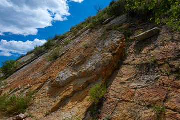 Slanted rock wall