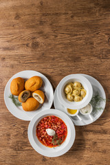 ロシア料理(ピロシキ／ペリメニ／ボルシチ)piroshki and Russian cuisine