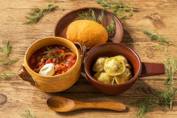 ロシア料理(ピロシキ／ペリメニ／ボルシチ)piroshki and Russian cuisine
