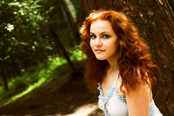 Fototapeta premium Red-headed nymph outdoor