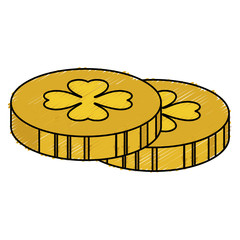 coins with clover icon vector illustration design