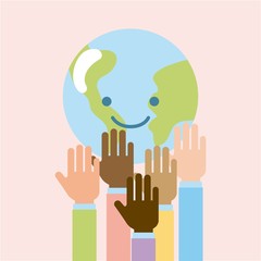 children world hands icon vector illustration design graphic
