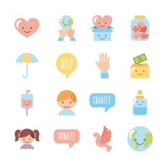 icon set children donate vector illustration design graphic