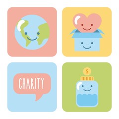 icon set children donate vector illustration design graphic