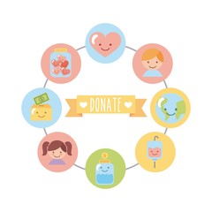 icon set children donate vector illustration design graphic