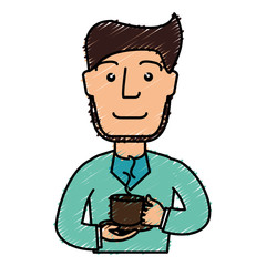 man drinking coffee avatar vector illustration design