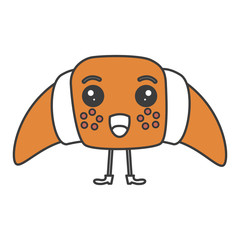 delicious croissant bread kawaii character vector illustration design